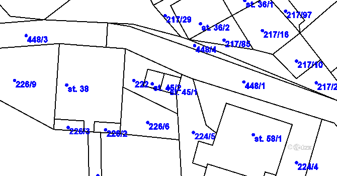 Parcela st. 45/1 v KÚ Polště, Katastrální mapa