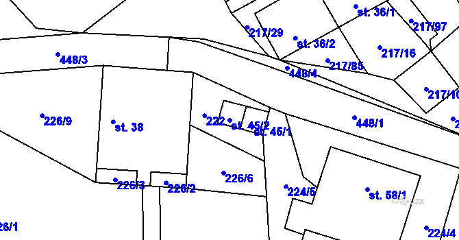 Parcela st. 45/2 v KÚ Polště, Katastrální mapa