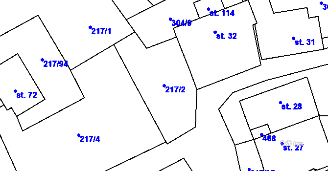 Parcela st. 217/2 v KÚ Polště, Katastrální mapa