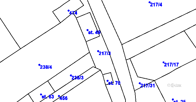 Parcela st. 217/3 v KÚ Polště, Katastrální mapa