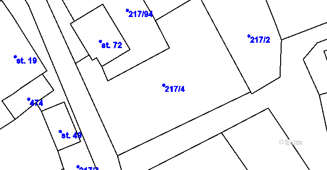 Parcela st. 217/4 v KÚ Polště, Katastrální mapa