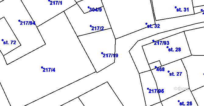 Parcela st. 217/19 v KÚ Polště, Katastrální mapa
