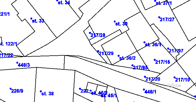 Parcela st. 217/29 v KÚ Polště, Katastrální mapa