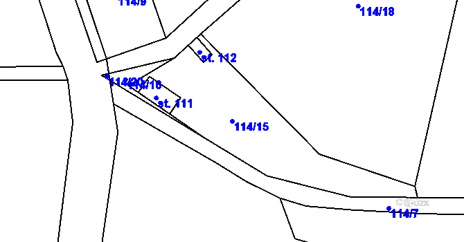 Parcela st. 114/15 v KÚ Polště, Katastrální mapa