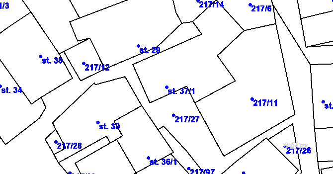 Parcela st. 37/1 v KÚ Polště, Katastrální mapa