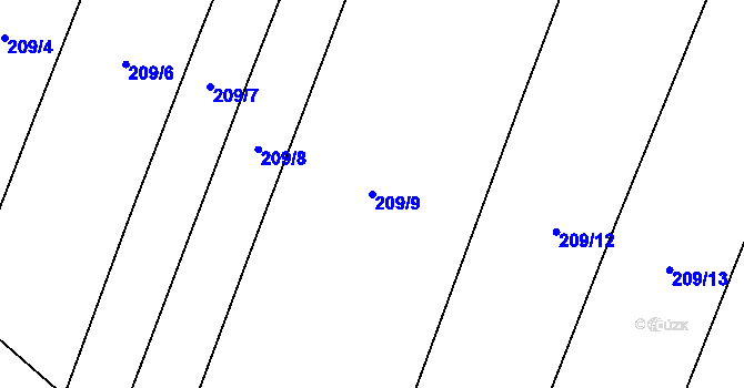 Parcela st. 209/9 v KÚ Polště, Katastrální mapa