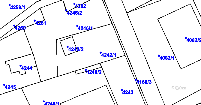 Parcela st. 4242/1 v KÚ Havířov-město, Katastrální mapa