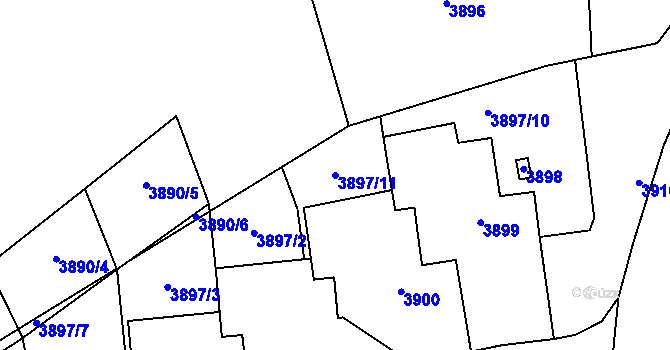 Parcela st. 3897/11 v KÚ Havířov-město, Katastrální mapa