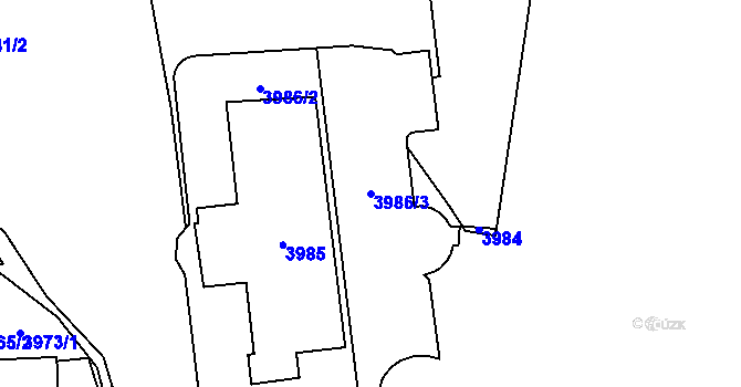 Parcela st. 3986/3 v KÚ Havířov-město, Katastrální mapa