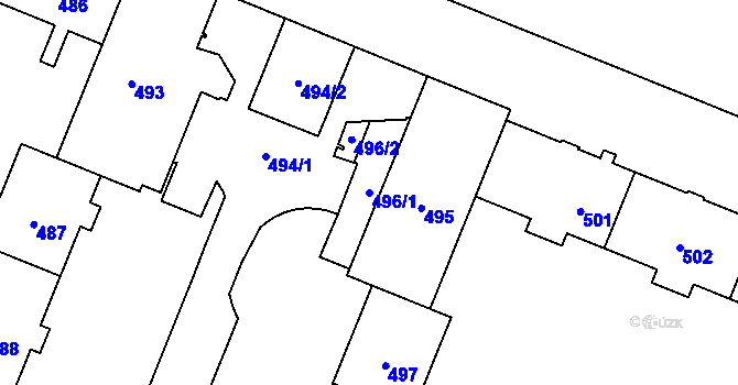 Parcela st. 496/1 v KÚ Havířov-město, Katastrální mapa