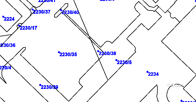 Parcela st. 2230/38 v KÚ Havířov-město, Katastrální mapa