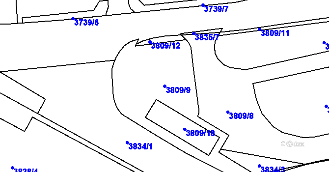 Parcela st. 3809/9 v KÚ Havířov-město, Katastrální mapa