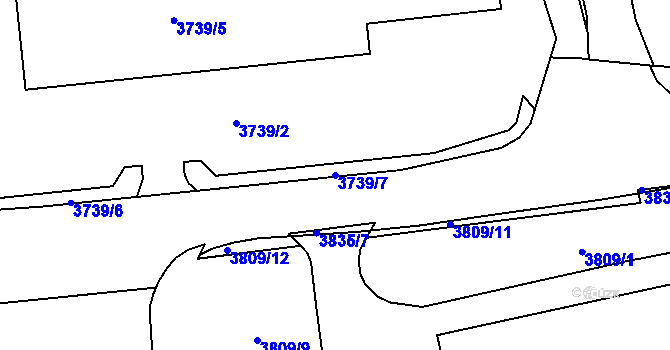 Parcela st. 3739/7 v KÚ Havířov-město, Katastrální mapa