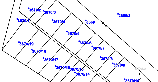 Parcela st. 3670/6 v KÚ Havířov-město, Katastrální mapa