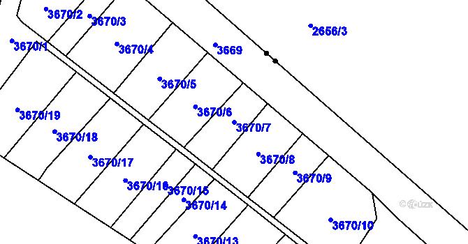 Parcela st. 3670/7 v KÚ Havířov-město, Katastrální mapa
