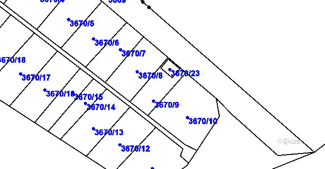 Parcela st. 3670/9 v KÚ Havířov-město, Katastrální mapa