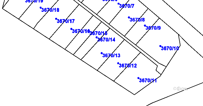 Parcela st. 3670/13 v KÚ Havířov-město, Katastrální mapa