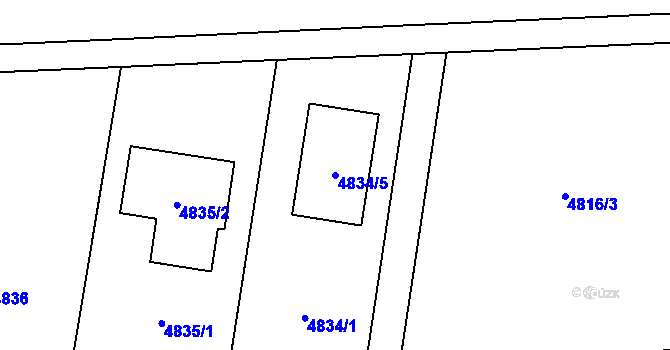 Parcela st. 4834/5 v KÚ Havířov-město, Katastrální mapa