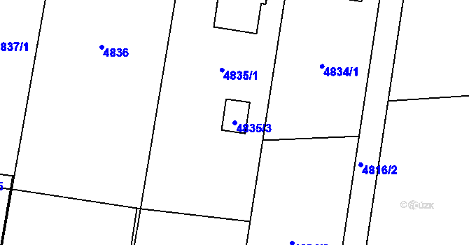 Parcela st. 4835/3 v KÚ Havířov-město, Katastrální mapa