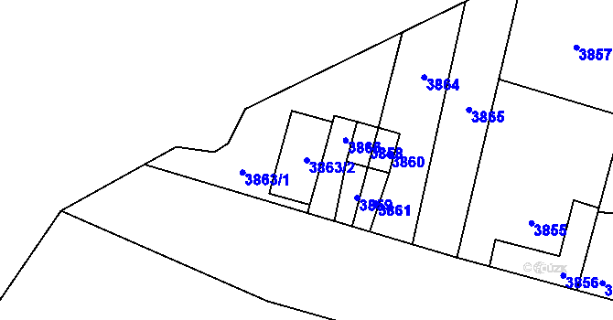 Parcela st. 3863/2 v KÚ Havířov-město, Katastrální mapa