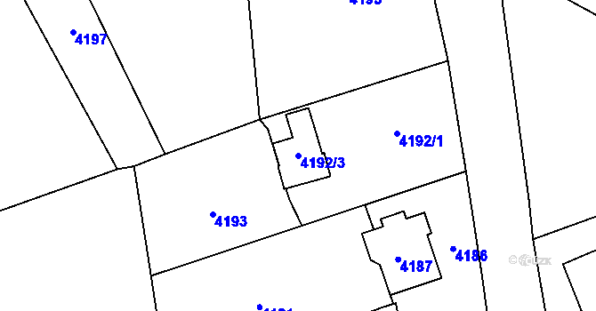 Parcela st. 4192/3 v KÚ Havířov-město, Katastrální mapa