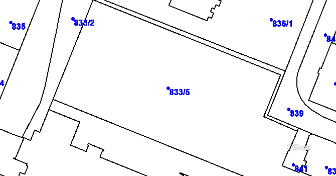 Parcela st. 833/5 v KÚ Havířov-město, Katastrální mapa