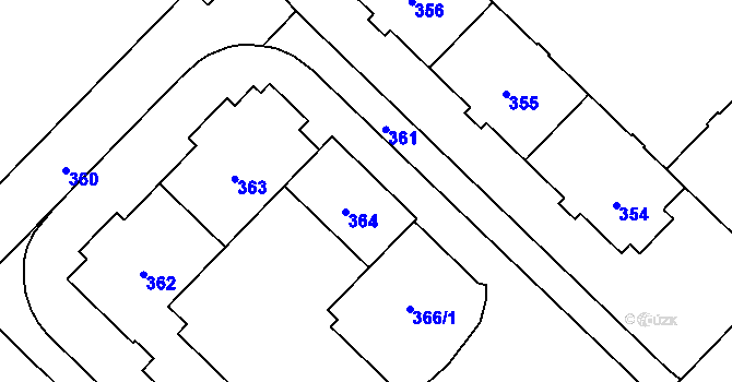 Parcela st. 366/3 v KÚ Havířov-město, Katastrální mapa