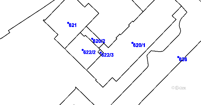 Parcela st. 622/3 v KÚ Havířov-město, Katastrální mapa
