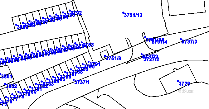 Parcela st. 3751/9 v KÚ Havířov-město, Katastrální mapa