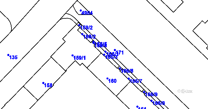 Parcela st. 166/3 v KÚ Havířov-město, Katastrální mapa