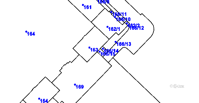 Parcela st. 166/15 v KÚ Havířov-město, Katastrální mapa