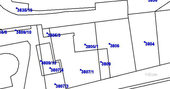 Parcela st. 3805/1 v KÚ Havířov-město, Katastrální mapa