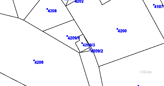 Parcela st. 4209/3 v KÚ Havířov-město, Katastrální mapa