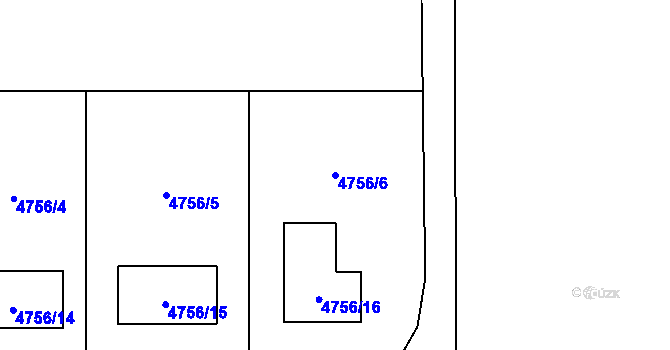 Parcela st. 4756/6 v KÚ Havířov-město, Katastrální mapa