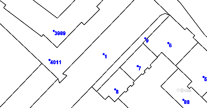 Parcela st. 1 v KÚ Havířov-město, Katastrální mapa