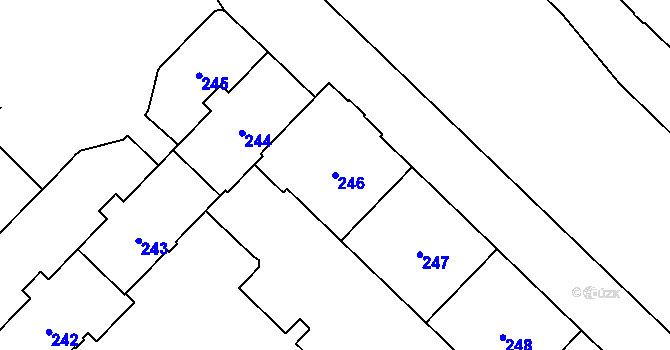 Parcela st. 246 v KÚ Havířov-město, Katastrální mapa