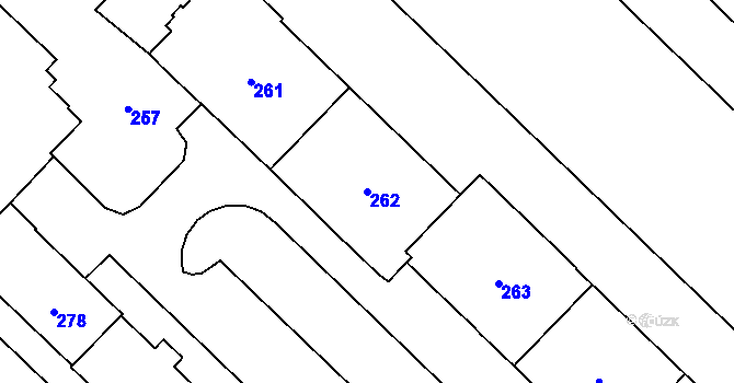 Parcela st. 262 v KÚ Havířov-město, Katastrální mapa
