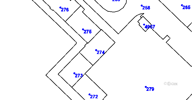 Parcela st. 274 v KÚ Havířov-město, Katastrální mapa