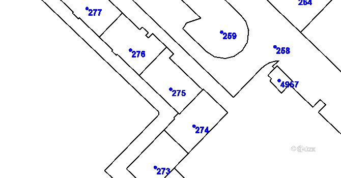 Parcela st. 275 v KÚ Havířov-město, Katastrální mapa
