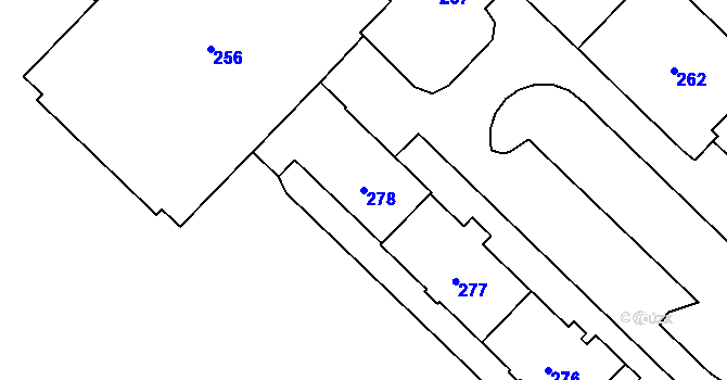 Parcela st. 278 v KÚ Havířov-město, Katastrální mapa