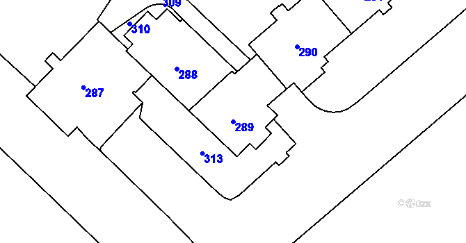 Parcela st. 289 v KÚ Havířov-město, Katastrální mapa