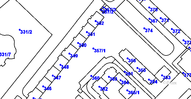 Parcela st. 357 v KÚ Havířov-město, Katastrální mapa