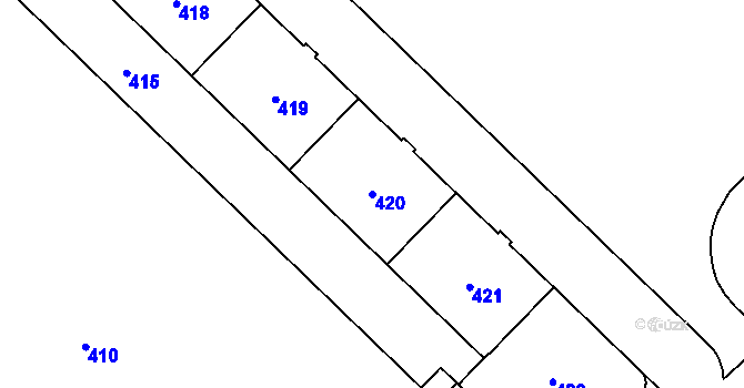 Parcela st. 420 v KÚ Havířov-město, Katastrální mapa