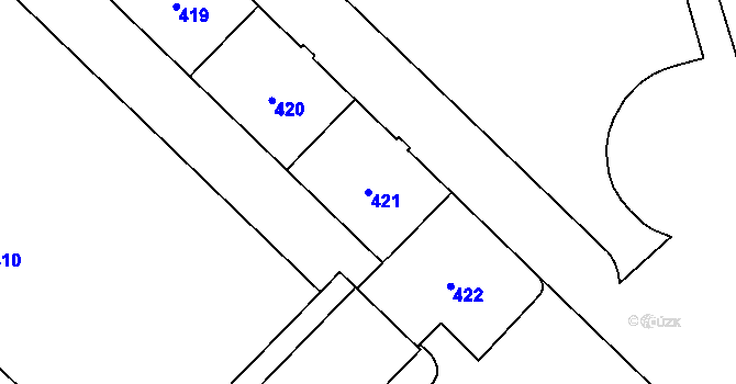 Parcela st. 421 v KÚ Havířov-město, Katastrální mapa