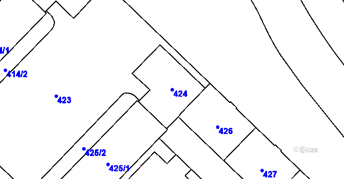 Parcela st. 424 v KÚ Havířov-město, Katastrální mapa