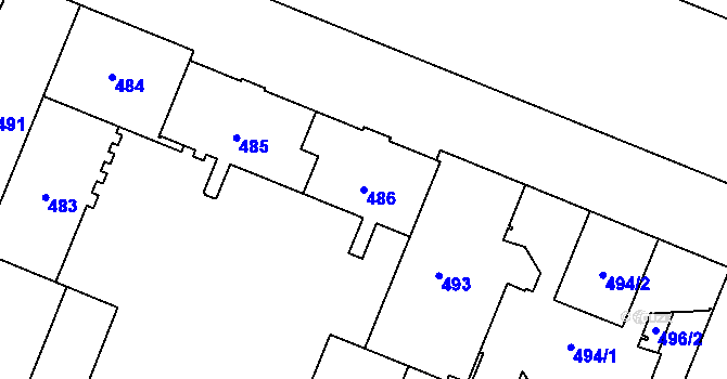 Parcela st. 486 v KÚ Havířov-město, Katastrální mapa