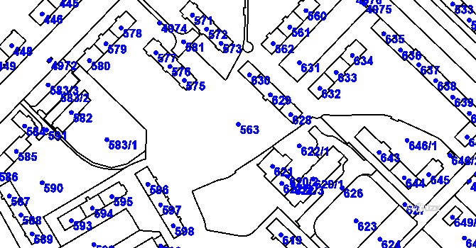 Parcela st. 563 v KÚ Havířov-město, Katastrální mapa