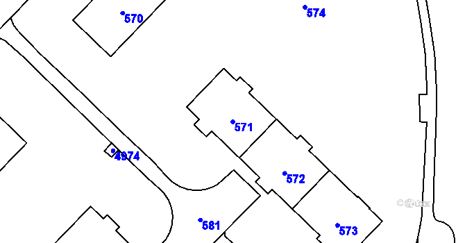 Parcela st. 571 v KÚ Havířov-město, Katastrální mapa
