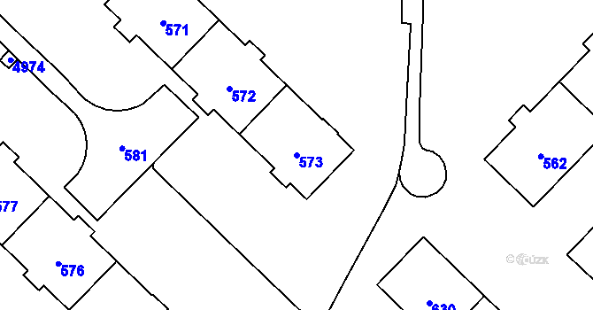 Parcela st. 573 v KÚ Havířov-město, Katastrální mapa