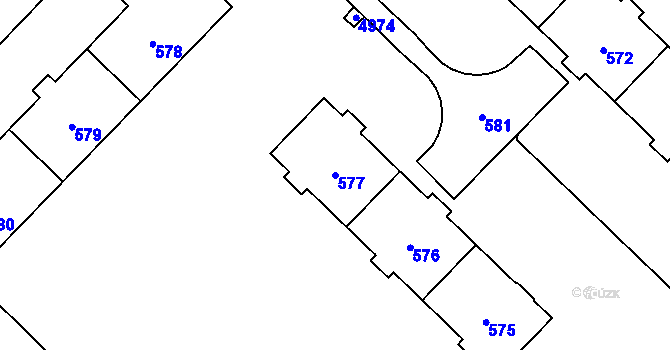 Parcela st. 577 v KÚ Havířov-město, Katastrální mapa